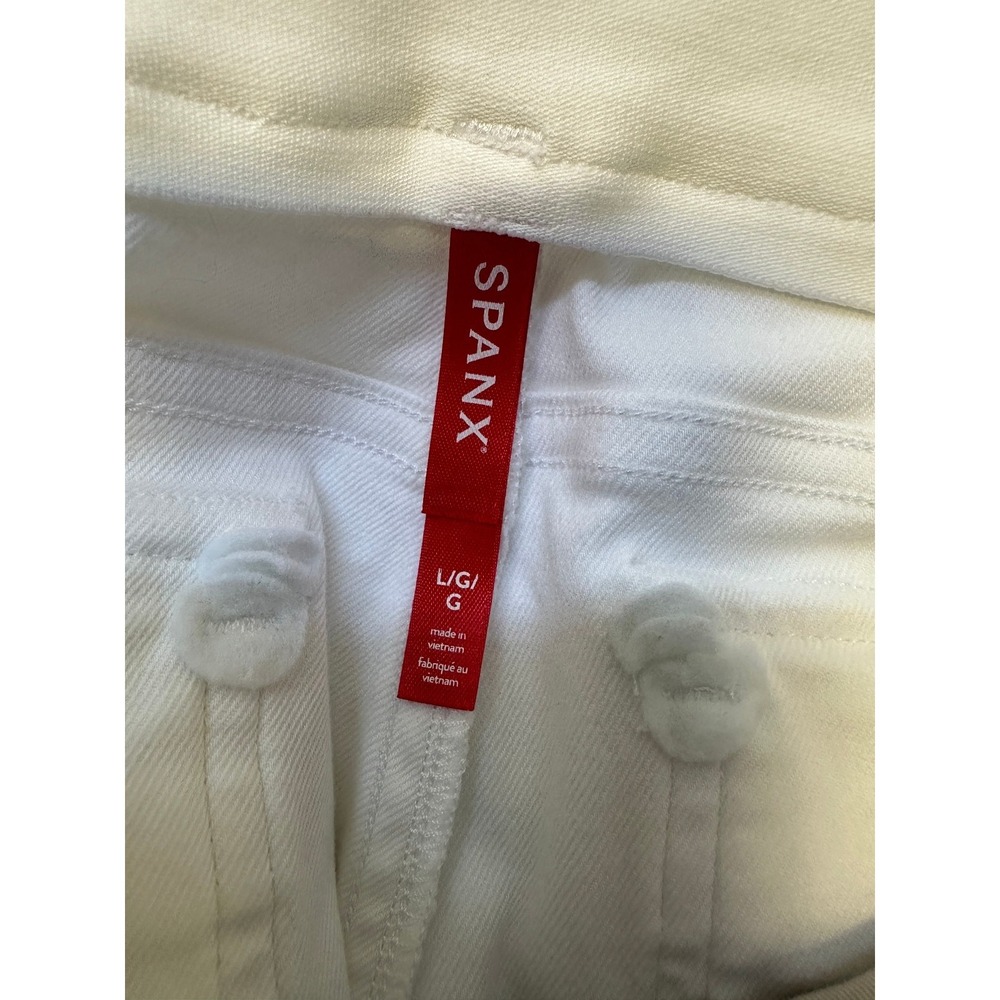 Spanx White High Rise Stretch Twill Cropped Wide Leg Button Pull On Pant Large - Picture 9 of 13